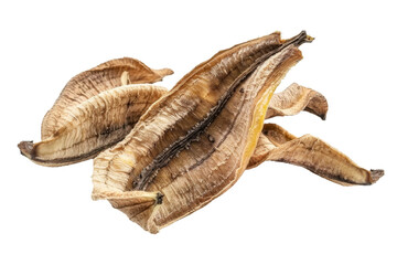 Dried Banana chips isolated on transparent background