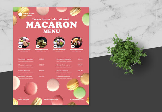 Pink and White Macaron Menu