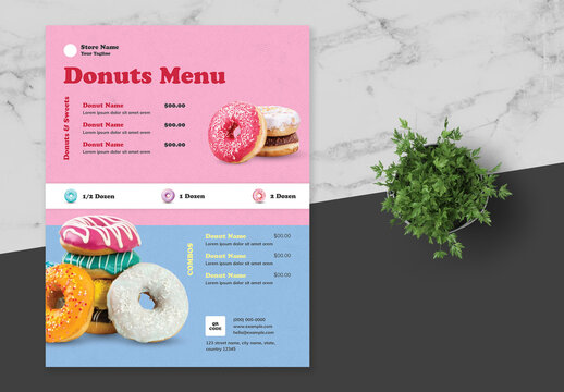 Pink and Blue Donut Menu