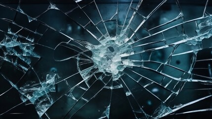 Naklejka na ściany i meble Broken glass texture and background, isolated on black, cracked window effect, clipping path