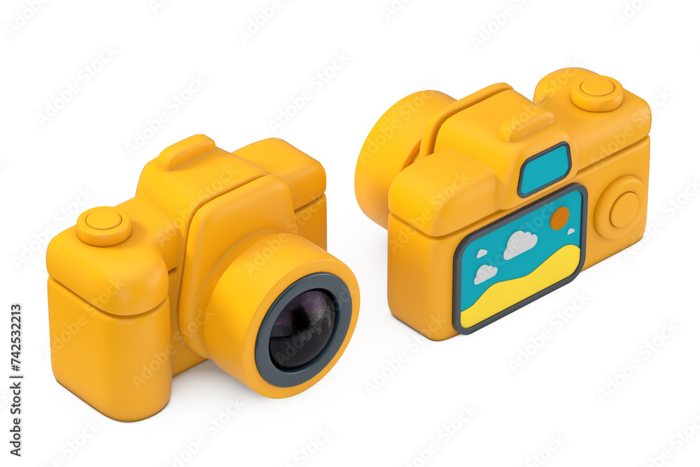Aufkleber abstract yellow photo camera web icon. 3d rendering