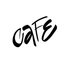 Cafe word sign black color lettering phrase.