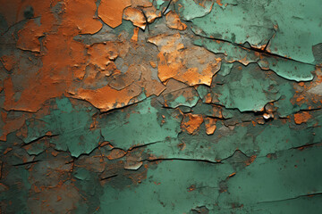Processed collage of grunge chipped paint rusty textured metal in daylight. Background for banner