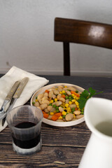 Succotash - Traditional Native American dish with vegetables, beans and sweetcorn
