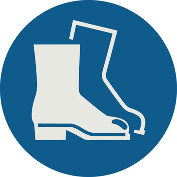 OBLIGATION SIGN PICTOGRAM, WEAR FOOT PROTECTION ISO 7010 &ndash; M008, VECTOR