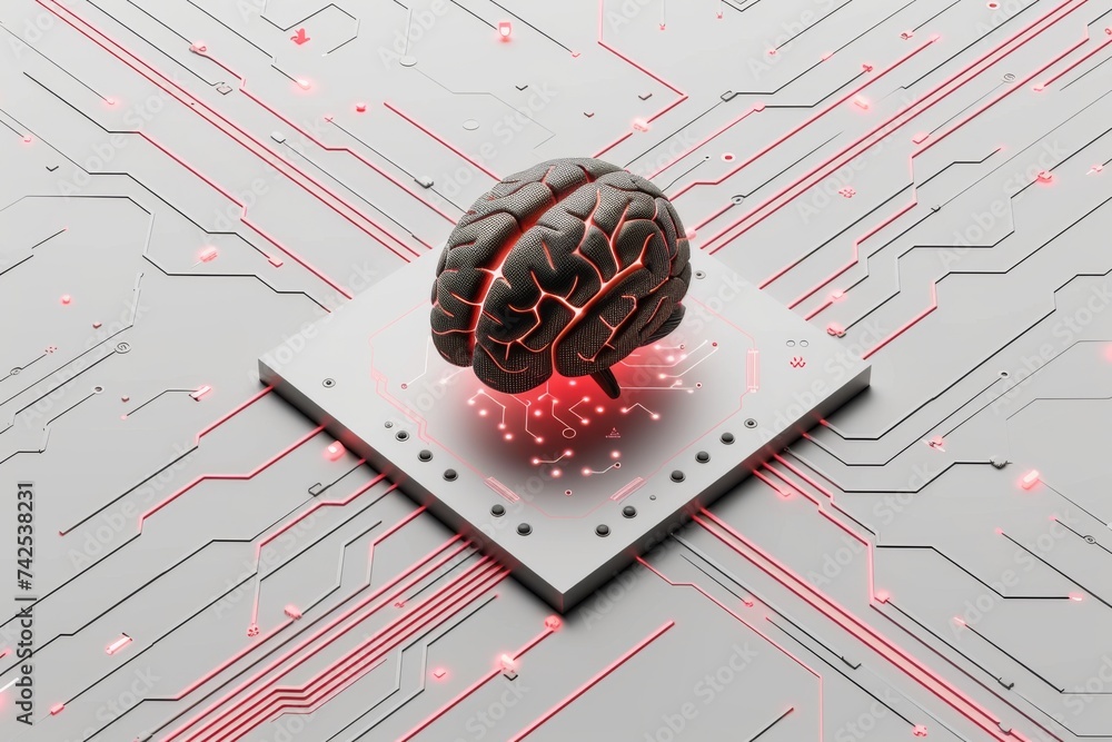 Poster ai brain chip thread. artificial intelligence error mind axon injury axon. semiconductor iconography