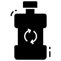 Renewable bottle glyph icon 