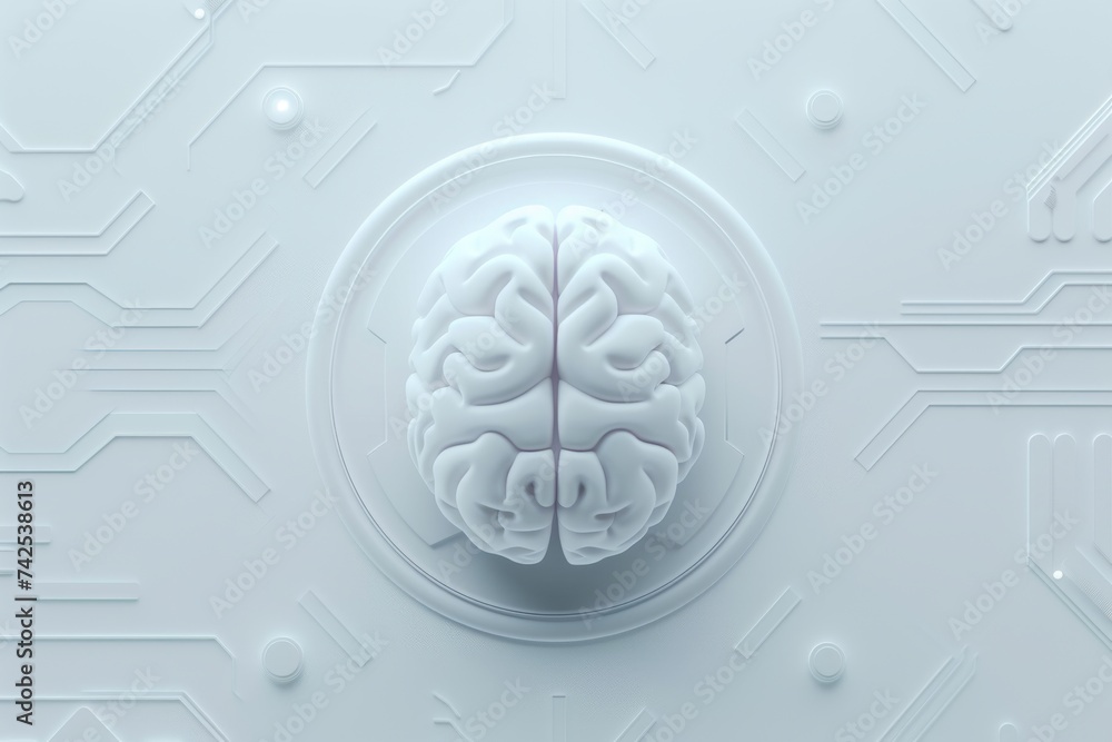 Poster ai brain chip analysis. artificial intelligence standard mind survival rate axon. semiconductor neur