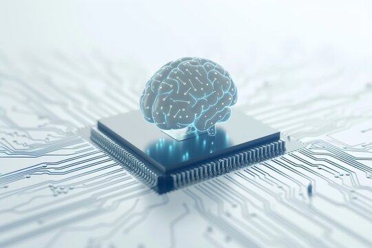 AI Brain Chip disorders. Artificial Intelligence algebra mind fetch decode execute cycle axon. Semiconductor quantum sensing circuit board neurotransmitter pathways