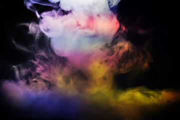 multicolor smoke on black background