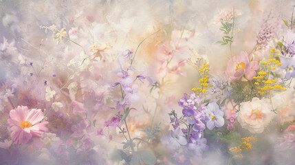 Dreamy Pastel Colored Floral Background