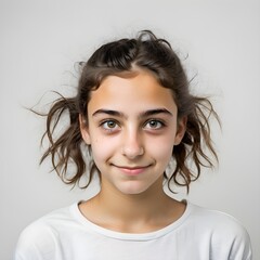 Studio Portrait 15 Year Old Italian Girl Exuding Playful Demeanor