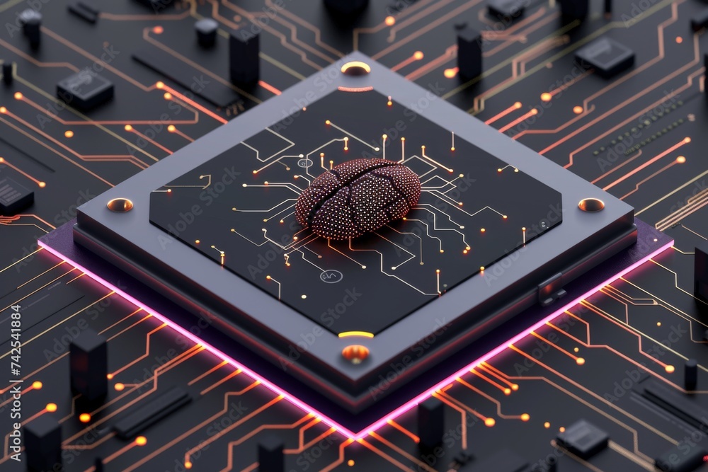 Poster ai brain chip ray. artificial intelligence quantum mind tunable laser axon. semiconductor reward net