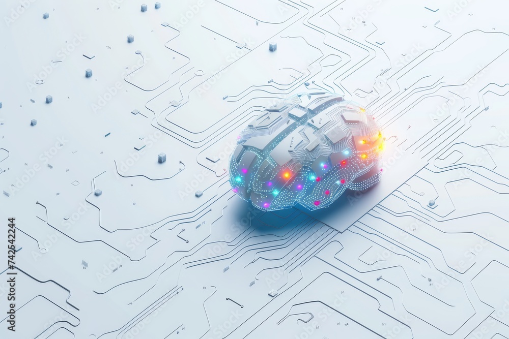 Poster ai brain chip challenges. artificial intelligence informatics mind place recognition axon. semicondu