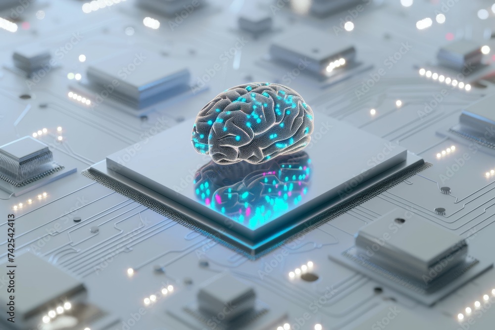 Poster ai brain chip olfactory. artificial intelligence autoencoders mind atomic layer deposition axon. sem