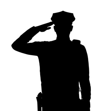 black silhouette police officer saluting clip art preview