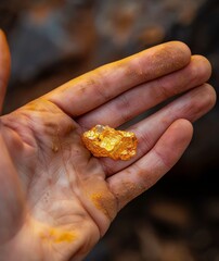 A sparkling golden nugget discovered by an adventurous prospector