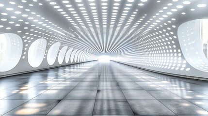 Illuminated passage through modernity, an architectural marvel of light and structure, leading into...