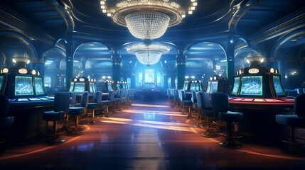Casino Hall for Gambling - Roulette and Slot Machines

 - obrazy, fototapety, plakaty