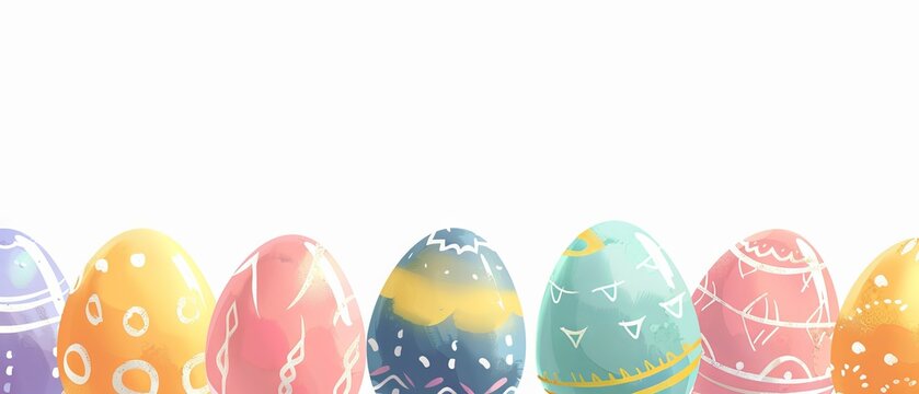Colorful Easter eggs vector graphic with floral and geometric patterns