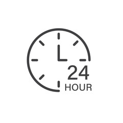 Twenty Four Hours Vector Line Icon Illustration.