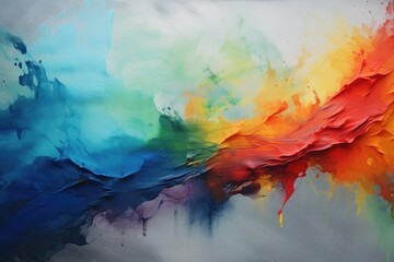 colorful abstract paint on grey wall