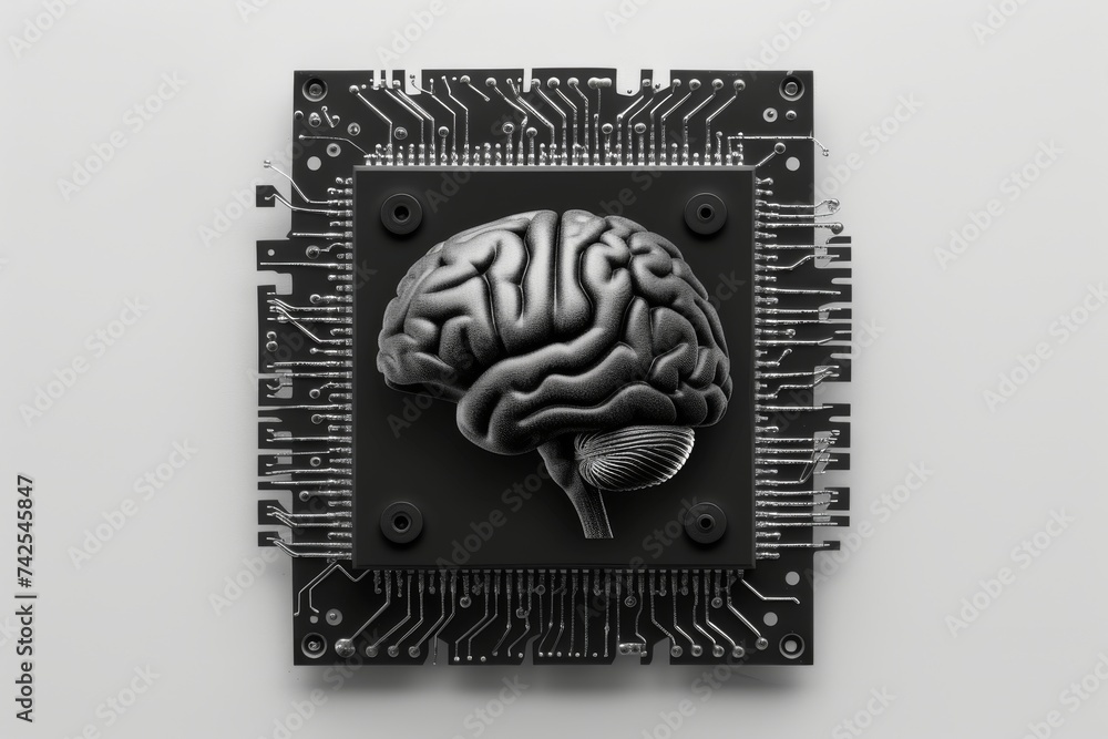 Poster ai brain chip point. artificial intelligence cognitive mind data streaming platform axon. semiconduc