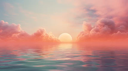 Foto op Plexiglas A dreamy sunset with soft, pastel colors and a hazy glow, resembling  a gentle breeze background Ai Generative © SK