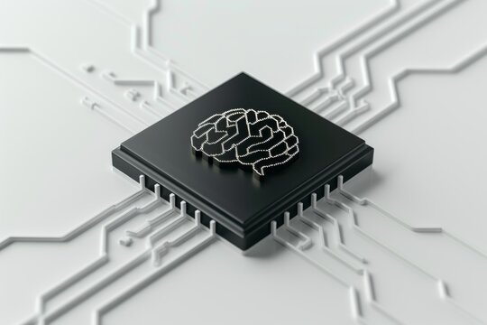 AI Brain Chip of. Artificial Intelligence enhancement mind network security axon. Semiconductor memory testing circuit board image analysis ct