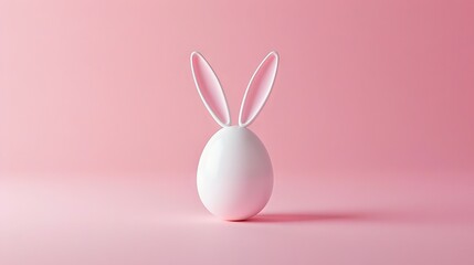 Easter bunny egg on pink background - minimalist 3d illustration
