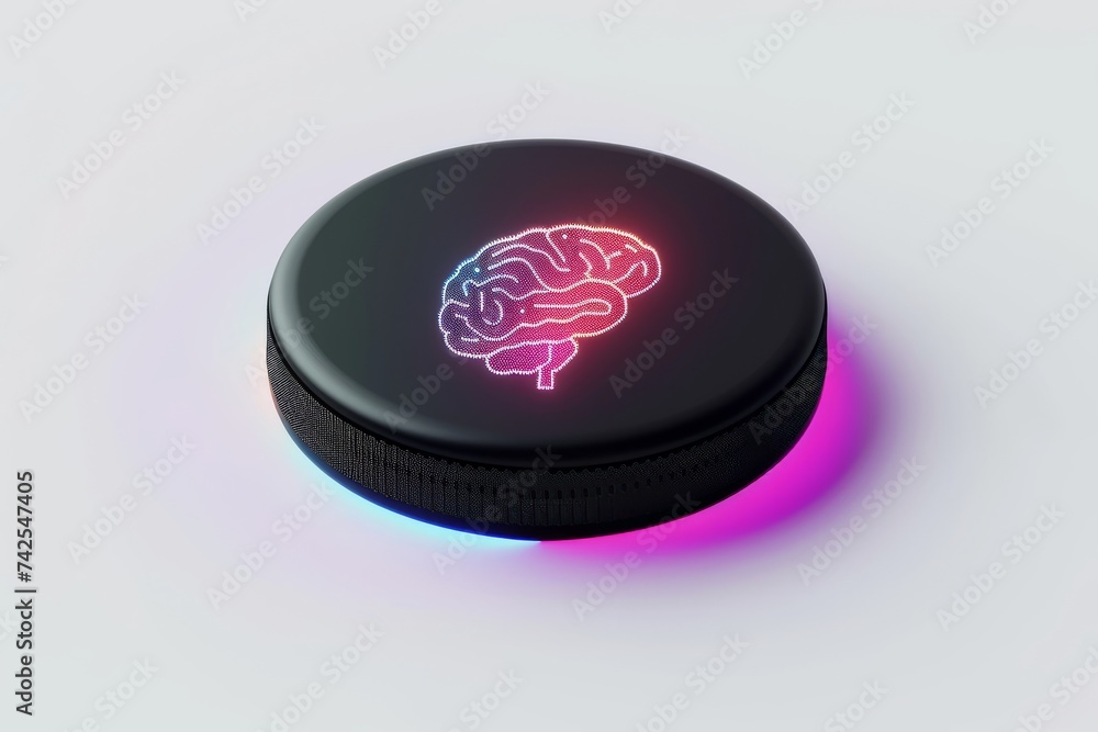 Aufkleber ai brain chip healthtech. artificial intelligence brain mind neural integration axon. semiconductor 