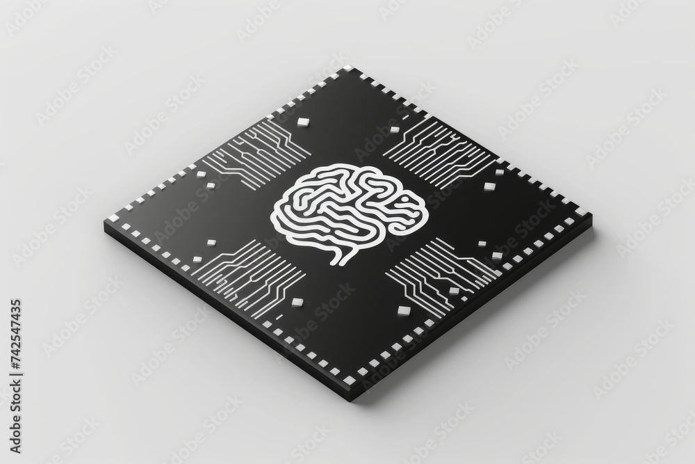 Aufkleber ai brain chip application. artificial intelligence machine mind cognitive brain chip axon. semicondu