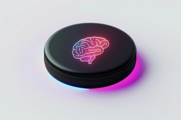Obraz na płótnie Canvas AI Brain Chip healthtech. Artificial Intelligence brain mind neural integration axon. Semiconductor semiconductor manufacturing equipment circuit board fans