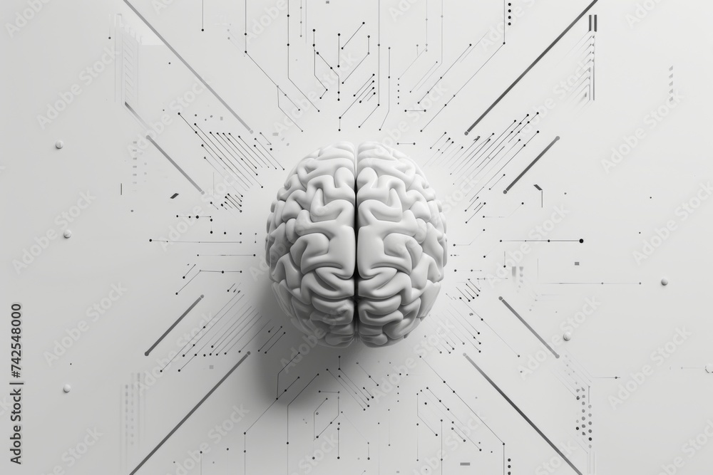 Aufkleber ai brain chip enrichment. artificial intelligence brain mind data warehousing axon. semiconductor ne