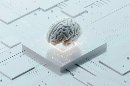 AI Brain Chip tumors. Artificial Intelligence learning human it infrastructure mind circuit board. Neuronal network nanoindentation smart computer processor data normalization