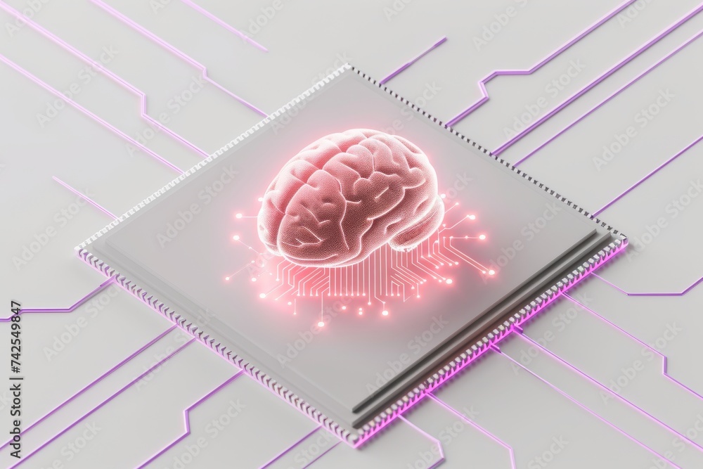Poster ai brain chip awareness. artificial intelligence address mind semiconductor scaling axon. semiconduc