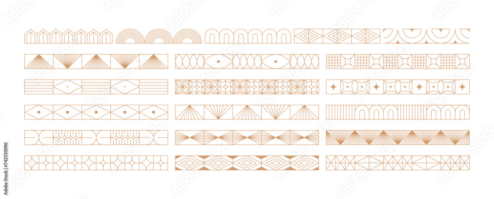 Poster Vector design elements and simple illustrations in simple linear style, packaging template and stickers, minimal designs for golden foil printing, cards, invitations and prints