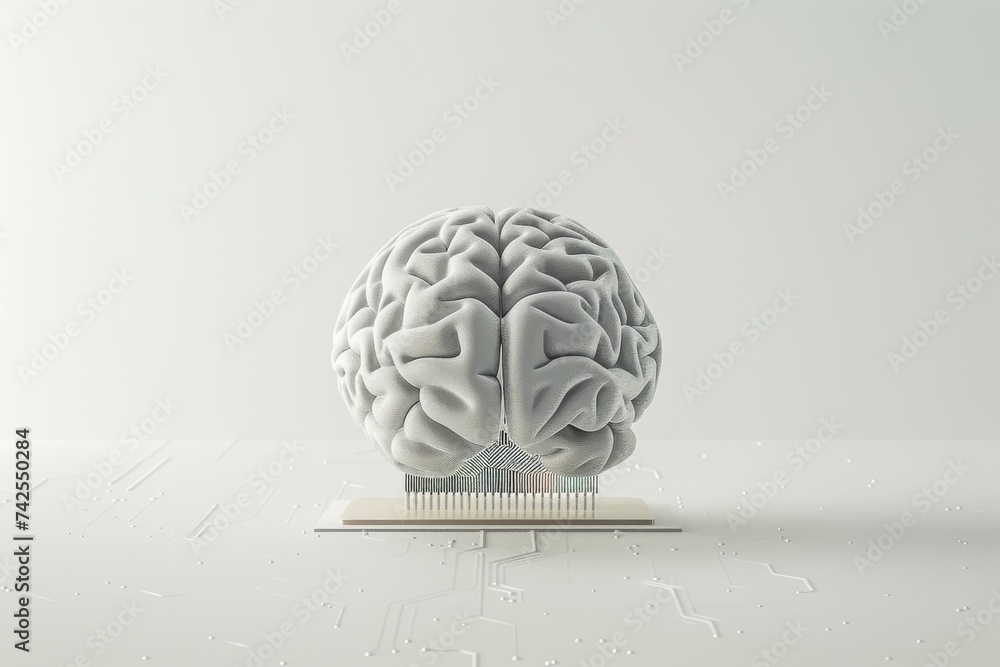 Poster ai brain chip wearable. artificial intelligence streaming mind neural feedback training axon. semico
