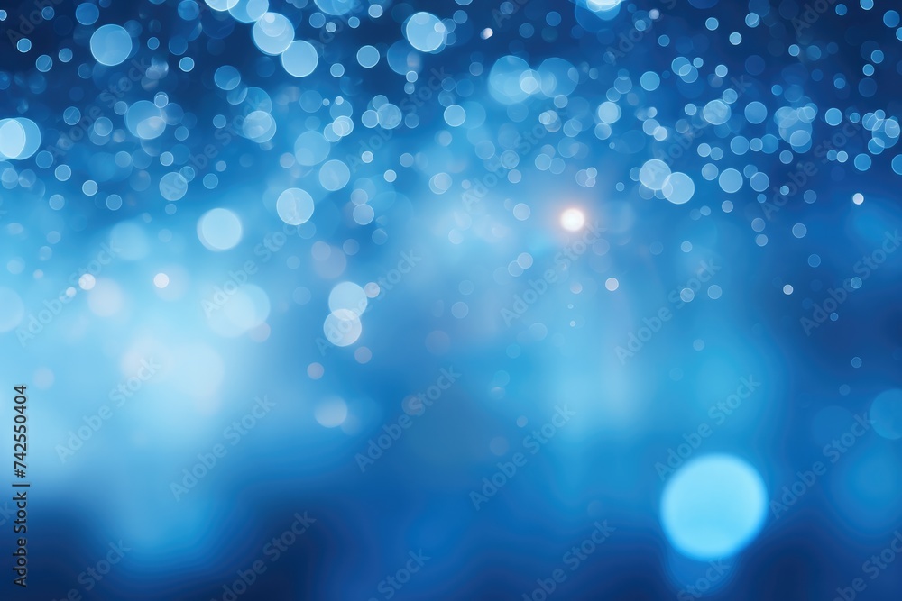 Poster blue bokeh stardust circle on abstract background. illuminated with magic dust and star fog