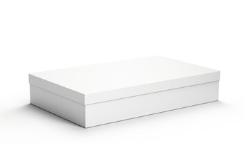 Blank Flat Box Mockup with Closed Hinged Flap Lid for Advertising and Branding. White Cardboard