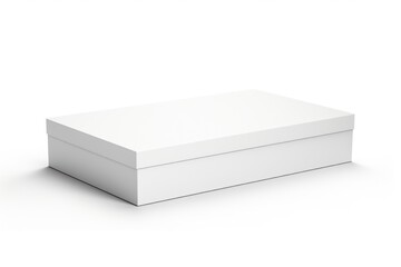Fototapeta premium Blank Flat Box Mockup with Closed Hinged Flap Lid for Advertising and Branding. White Cardboard