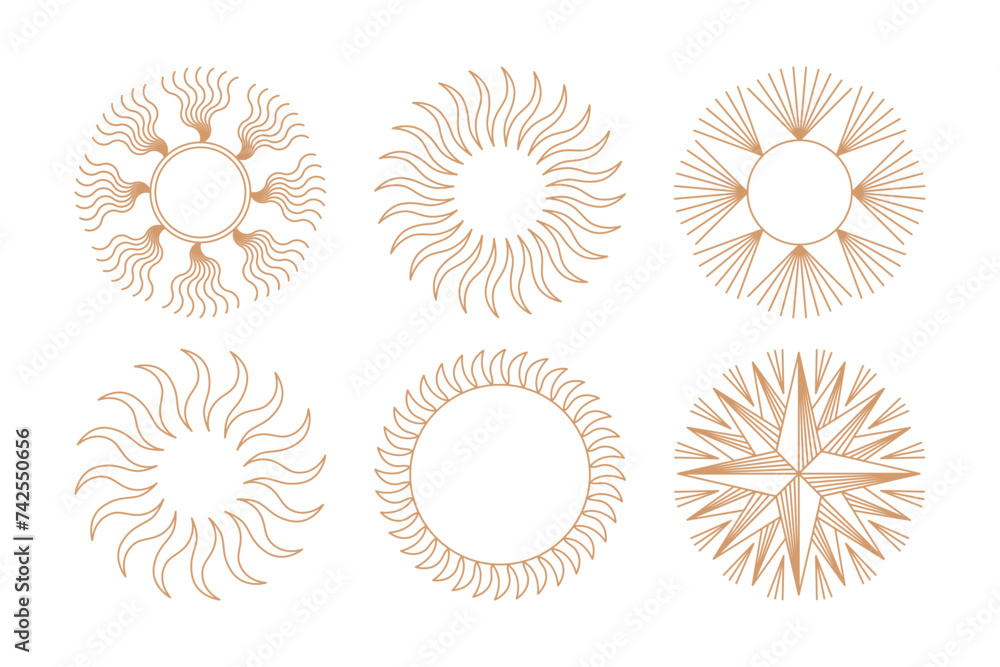 Aufkleber vector design elements and simple illustrations in simple linear style, packaging template and stick