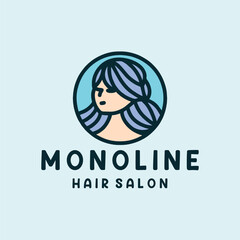 Women Hair Style Logo Monoline Vector, Spa and Salon Icon Symbol, Haircut Creative Vintage Graphic Design