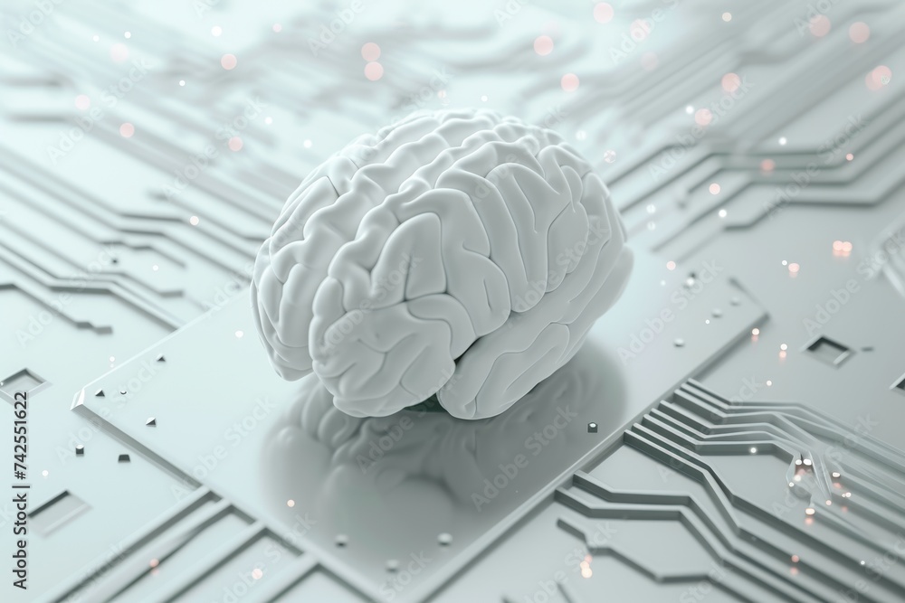 Poster ai brain chip mind. artificial intelligence central mind cloud security best practice axon. semicond