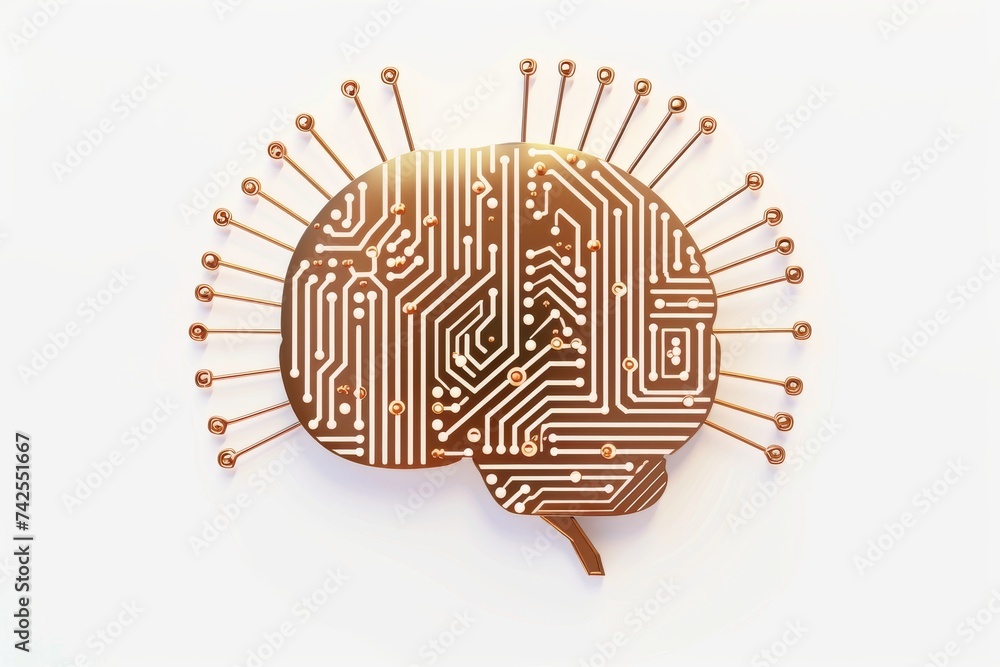 Poster ai brain chip displayport. artificial intelligence executive mind recurrent neural network axon. sem