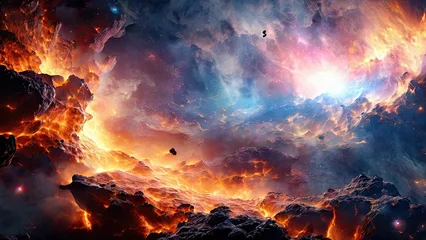 Fotobehang Hubble-Inspired Nebula: Ultra HD Artistry © Freya