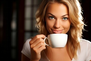Mujer disfrutando de una taza de café