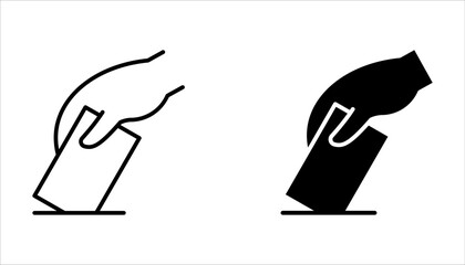 Voting hands line icon set, human hands raising up vector icon in meaning Voting or Volunteering