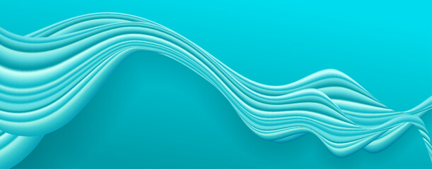 Blue 3d waves. Abstract motion wave background - 742552632