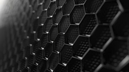 Abstract technological hexagonal background. 3d rendering.Network connection concept black background - obrazy, fototapety, plakaty